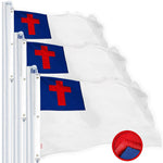 Load image into Gallery viewer, G128 3 Pack: Christian Flag 5x8 Ft StormFlyer Series Embroidered 220GSM Spun Polyester Religious Flag, Embroidered Design, Indoor/Outdoor, Brass Grommets, Heavy Duty, All Weather