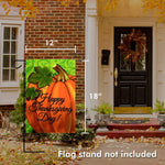 Load image into Gallery viewer, G128 Home Decorative Thanksgiving Garden Flag, Happy Thanksgiving Day Quote with Pumpkin Decorations, 12x18 Inch Printed 150D Polyester Rustic Holiday Seasonal Outdoor Flag