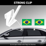 Load image into Gallery viewer, G128 2 Pack: Brazil Brazilian Car Flag 11x17 In Double LiteWeave Pro Series Double Sided Printed 150D Polyester Flagpole Included Perfect for Festival Celebrations, Parades