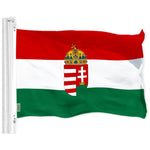 Load image into Gallery viewer, G128 Hungary Coat of Arms Flag 3x5 Ft LiteWeave Pro Series Printed 300D Polyester Country Flag, Indoor/Outdoor, Vibrant Colors, Brass Grommets