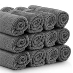 Load image into Gallery viewer, Luxury Washcloths for Bathroom Hotel Spa 12 Set 13x13 Inch Dark Gray Circlet