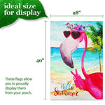 Load image into Gallery viewer, House Flag Hello Summer Peace Sign Flamingo 28x40 Inch Printed Blockout