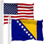 Load image into Gallery viewer, G128 Combo Pack: American USA Flag 3x5 Ft & Bosnia and Herzegovina Flag 3x5 Ft, Both Printed 150D Polyester, Indoor/Outdoor, Brass Grommets