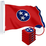 Load image into Gallery viewer, G128 5 Pack: Tennessee TN State Flag 2.5x4 Ft StormFlyer Series Embroidered 220GSM Spun Polyester Embroidered Design, Indoor/Outdoor, Brass Grommets, Heavy Duty, All Weather
