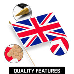 Load image into Gallery viewer, G128 24 Pack Handheld United Kingdom UK Stick Flags 12x18 In Printed 150D Polyester, Country Flag, Solid Wooden Stick, Spear Gold Tip