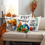 Load image into Gallery viewer, Fall Decoration Pumpkin Thankful Waterproof Throw Pillow Covers 18 x 18 In Set of 4, Beautiful Cushion Covers for Autumn Thanksgiving Sofa Couch Decoration