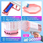 Load image into Gallery viewer, Bubble Machine Blaster Pink Bubble Gun for Kids Adults Automatic Bubble Gun