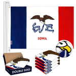 Load image into Gallery viewer, Iowa IA State Flag 3x5 Ft 5Pack Doublesided Embroidered Polyester By G128