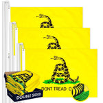 Load image into Gallery viewer, Gadsden Don't Tread on Me Flag 3x5 Ft 3Pack Doublesided Embroidered Polyester By G128