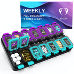 Load image into Gallery viewer, Weekly Pill Organizer 2 Times A Day Airtight Pill Box 7 Day Am Pm Vitamin Case