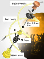 Load image into Gallery viewer, Neon Yellow Hookah Set 2 Hose Hookah LilOne 12 inch Mini Hookah Combo Kit