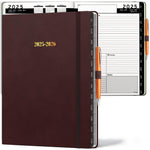 Load image into Gallery viewer, 2025 2026 HARDCOVER Leather Planner Weekly & Monthly 8.5x11 Inches Academic Planner Business Personal or Student Pen Holder Thick Paper July 2025 June 2026 (Dark Red)