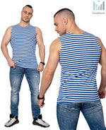 Load image into Gallery viewer, Tank Top Sleeveless Shirt Cotton Light Blue Original Telnyashka Тельняшка (XL)
