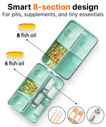 Load image into Gallery viewer, Travel Pill Organizer Box Moisture Proof Case Magnetic Closure Large 8 Compartment Holder for Pills Vitamins and Supplements Secure Medicine Organizer for Traveling and Home for Daily Use