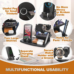 Load image into Gallery viewer, Phone Docking Station Ash Wood with Rotating Swivel Wallet Keys Watch Organizer