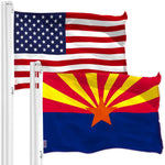 Load image into Gallery viewer, G128 Combo Pack: USA American Flag 3x5 Ft 150D Printed Stars & Arizona State Flag 3x5 Ft 150D Printed