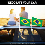Load image into Gallery viewer, G128 2 Pack: Brazil Brazilian Car Flag 11x17 In Double LiteWeave Pro Series Double Sided Printed 150D Polyester Flagpole Included Perfect for Festival Celebrations, Parades