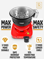 Load image into Gallery viewer, Red Multipurpose Electric Charcoal Starter Electric Charcoal Burner ETL Approved Electric Stove Coconut Charcoal Lighters with Tongs 450W Hot Plate Electric 304 Stainless Steel Coiled Burner