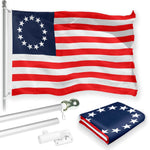 Load image into Gallery viewer, Combo Pack 6 Ft Tangle Free Spinning Flagpole Silver and Betsy Ross Flag 3x5 ft