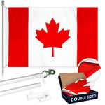 Load image into Gallery viewer, Combo Pack Flag Pole 5 FT Silver Tangle Free Canada Canadian Flag 2x3 FT Double