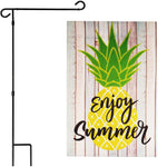 Load image into Gallery viewer, Combo Pack: Garden Flag Stand Black 36 in x 16 in & Garden Flag Summer Decoration Enjoy Summer Pineapple 12x18 DoubleSided Blockout Fabric