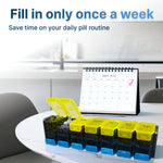 Load image into Gallery viewer, Extra Large Weekly Pill Organizer 2 Times a Day XL Pill Case Am Pm Yellow Blue
