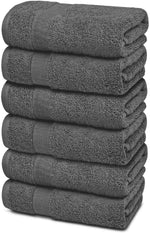 Load image into Gallery viewer, Resort Collection Soft Hand Towels 16x27 in 6 Pack Smoke Grey Luxury Hotel