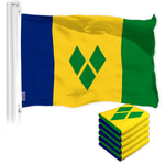Load image into Gallery viewer, G128 5 Pack: Saint Vincent and the Grenadines Vincentian Flag 3x5 Ft LiteWeave Pro Printed 150D Poly Country Flag, Vibrant Colors, Brass Grommets, Thicker and More Durable Than 100D 75D Poly
