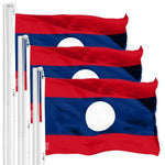 Load image into Gallery viewer, 3 Pack: Laos Laotian Flag 3x5 Ft LiteWeave Pro Series Printed 150D Polyester Country Flag, Indoor/Outdoor, Vibrant Colors, Brass Grommets, Thicker and More Durable Than 100D 75D Polyester