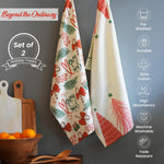Load image into Gallery viewer, The Fine Living Co. 100% Cotton Merry Christmas Printed Kitchen Towels Dish Towels for Drying Dishes Kitchen Hand Towels Tea Towels Dish Towels for Kitchen Set of 2 18”x28” (Cherry Red & Green)