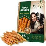 Load image into Gallery viewer, Cod Sticks Dog Treats Chicken Wrapped All Natural Rawhide Free & Grain Free Long Lasting Chews for Large & Small Dogs Organic Dried Pet Snacks Support Healthy Teeth & Skin Coat