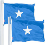 Load image into Gallery viewer, G128 2 Pack: Somalia (Somali) Flag 3x5 feet Printed 150D Indoor/Outdoor, Vibrant Colors, Brass Grommets, Quality Polyester, Much Thicker More Durable Than 100D 75D Polyester