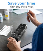 Load image into Gallery viewer, Extra Large Pill Organizer Black XXL Vitamin Holder for Weekly Supplements Double Sided Pill Box 7 Day with Big AM PM Compartments Huge Daily Medicine Dispenser 2 Times a Day Reliable and Easy to Use