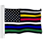 Load image into Gallery viewer, G128 Combo Pack: American USA Flag 3x5 Ft & Thin Line Civil Services Flag 3x5 Ft, Both Printed 150D Polyester, Indoor/Outdoor, Brass Grommets