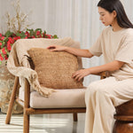 Load image into Gallery viewer, Raffia Hand Knitted Pillow Cover 18x18 inch Boho Decorative Cushion Cover for Couch Sofa or Bed Rustic Natural Throw Pillow Case 1pc