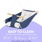 Load image into Gallery viewer, Canvas Kids Swing Wooden Hanging Seat Chair with Safety Belt Durable Toddler Seat Suitable for Outdoor and Indoor Use Mounting Hardware Included Blue
