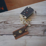 Load image into Gallery viewer, Purple Leather Keychain Coin Holder for Man and Women Airtag Holder Keychain