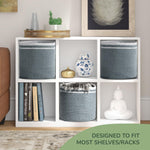 Load image into Gallery viewer, Recycled Cotton Rope Storage Cube Basket Plant Basket Multi Purpose Woven Cube Storage Organizer Shelves Closet Storage Bins Nursery Kids Room Organizer 11 Inch Set of 3 Gray