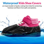 Load image into Gallery viewer, ABC Black Disposable Shoe Covers for Indoors 6 x 12.5 inch. 100 Pack CPE Surgical Boot Covers Disposable. Shoe Booties Disposable with Elastic Band. Waterproof Disposable Foot Covers for Shoes