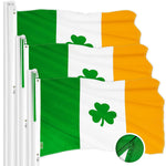 Load image into Gallery viewer, G128 3 Pack: Ireland Irish Shamrock Flag 4x6 Ft ToughWeave Series Embroidered 300D Polyester Embroidered Design, Indoor/Outdoor, Brass Grommets