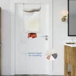 Load image into Gallery viewer, The Fine Living Co. Hanging Laundry Hamper with Over Door Hooks & Adhesive Durable Space Saving Laundry Bag with Zipper and Wide Open Top Hanging Dorm Laundry Hamper 18 x4.75 x28 (Beige L)