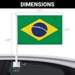 Load image into Gallery viewer, G128 2 Pack: Brazil Brazilian Car Flag 11x17 In Double LiteWeave Pro Series Double Sided Printed 150D Polyester Flagpole Included Perfect for Festival Celebrations, Parades