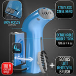 Load image into Gallery viewer, Clothing Steamer Travel Size Vacation Essentials Handheld Small Blue Steam Iron