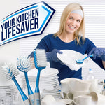 Load image into Gallery viewer, Dish Brush Set of 3 with Bottle Water Brush Dish Scrub Blue Dishwasher Safe
