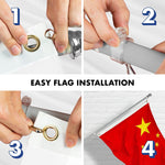 Load image into Gallery viewer, 6 Feet Tangle Free Spinning Flagpole (Silver) China Flag Brass Grommets Embroidered 3x5 ft (Flag Included) Aluminum Flag Pole
