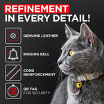 Load image into Gallery viewer, Leather Cat Collar with Removable Bell and QR ID Tag for Small Medium and Large Breeds Adjustable Long Lasting Classic Kitten Collars Boy & Girl