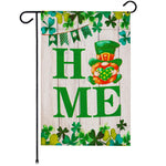 Load image into Gallery viewer, Garden Flag Home St. Patrick's Day Gnome with Green Heart 12x18 Blockout Fabric