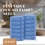 Load image into Gallery viewer, Light Blue Washcloths Set 12 Pack for Body Face Towel 12x12 Inch Cotton Wash Cloths Bulk Spa Fingertip Wash Clothes Soft Absorbent Gym Towels
