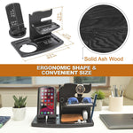 Load image into Gallery viewer, Phone Docking Station Ash Wood with Rotating Swivel Wallet Keys Watch Organizer