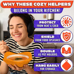 Load image into Gallery viewer, Microwave Bowl Holder Set of 5 – Five Color Pack Microwave Bowl Holders for Hot Food (7.5 x7.5 ) – Heat Resistant Fabric for Bowls Cups Saucers Machine Washable